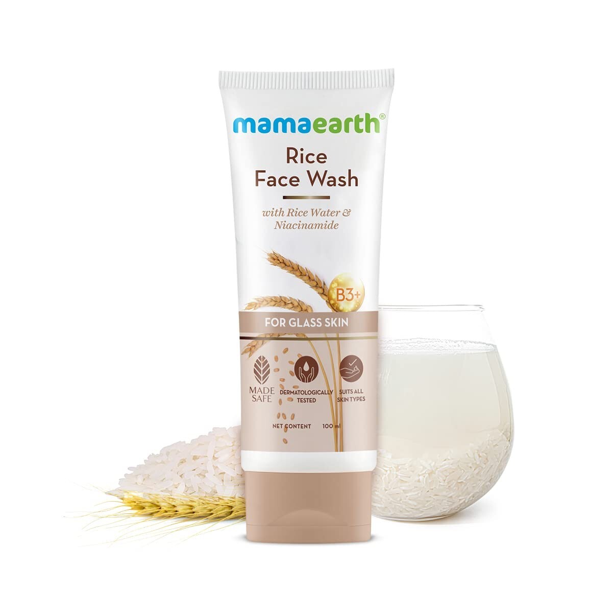 Mamaearth Rice Face Wash with Rice Water Niacinamide for Glass Skin - 100 Ml